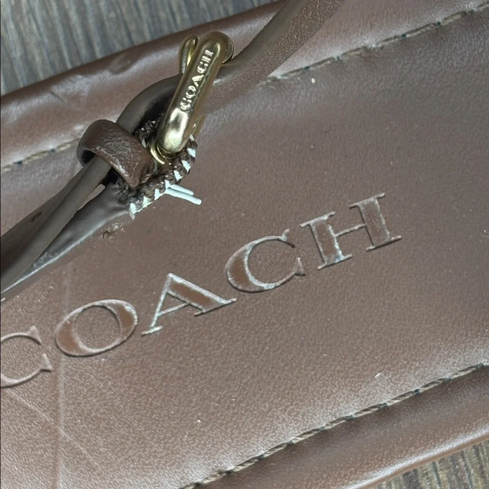 Coach C Logo Thong Sandals Brown Leather Flip Flops Size 8.5